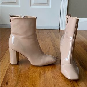 Nude Patent Leather Booties